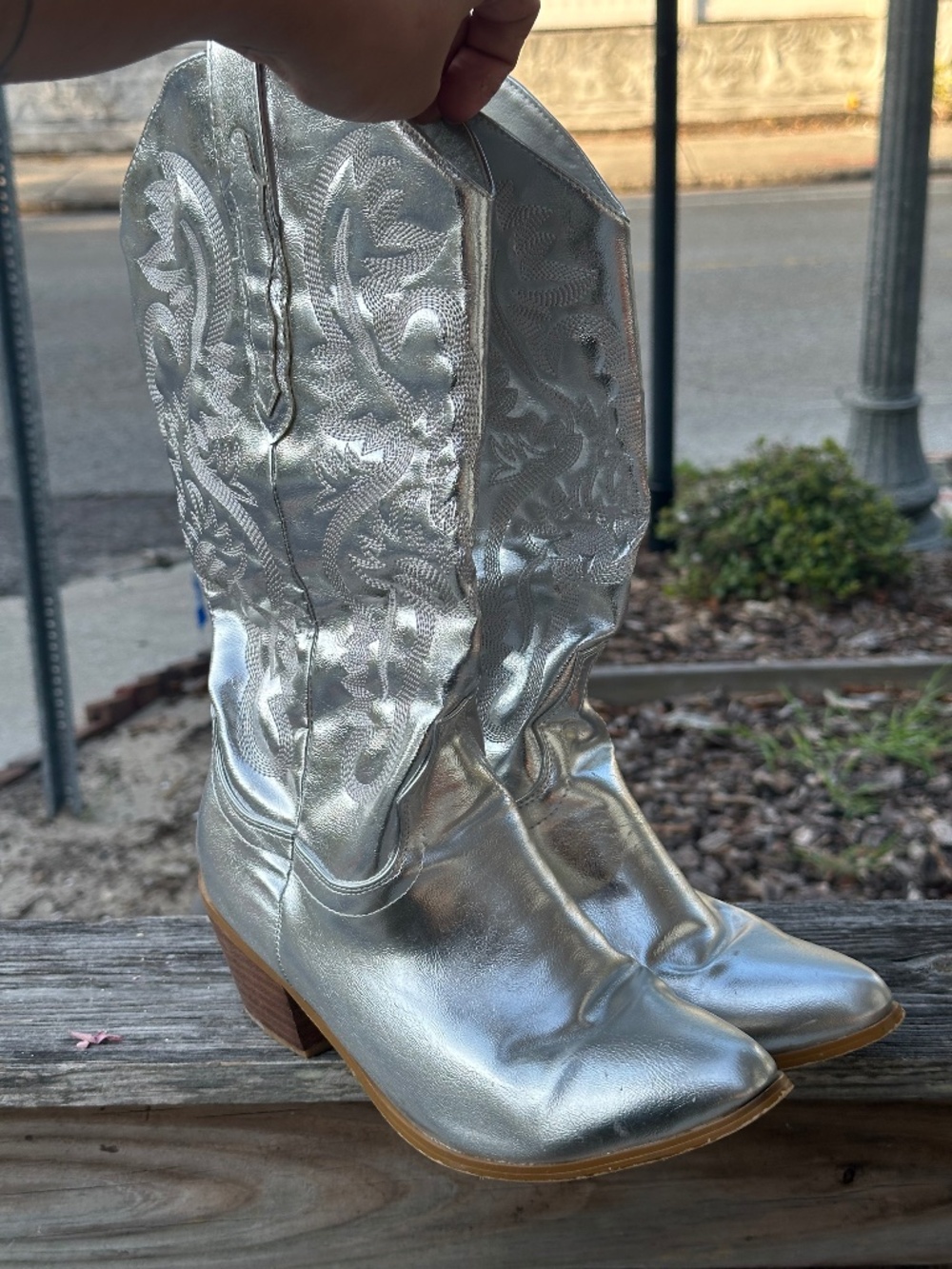 Silver cowboy boots